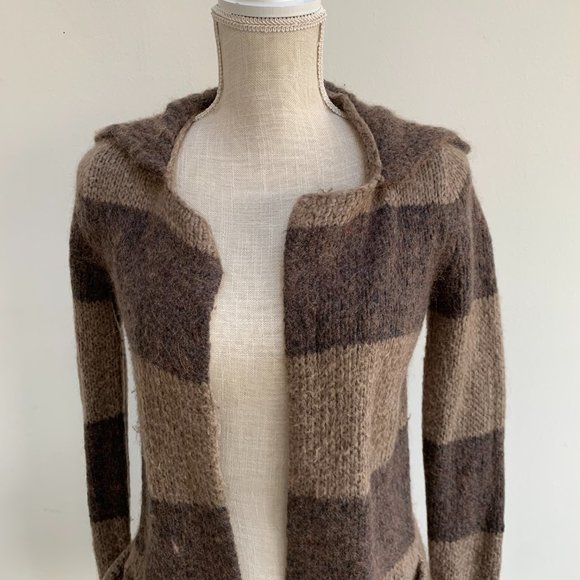 LOFT Cabana Stripe Long Sleeve Sweater Cardigan with High Collar - Picture 4 of 14